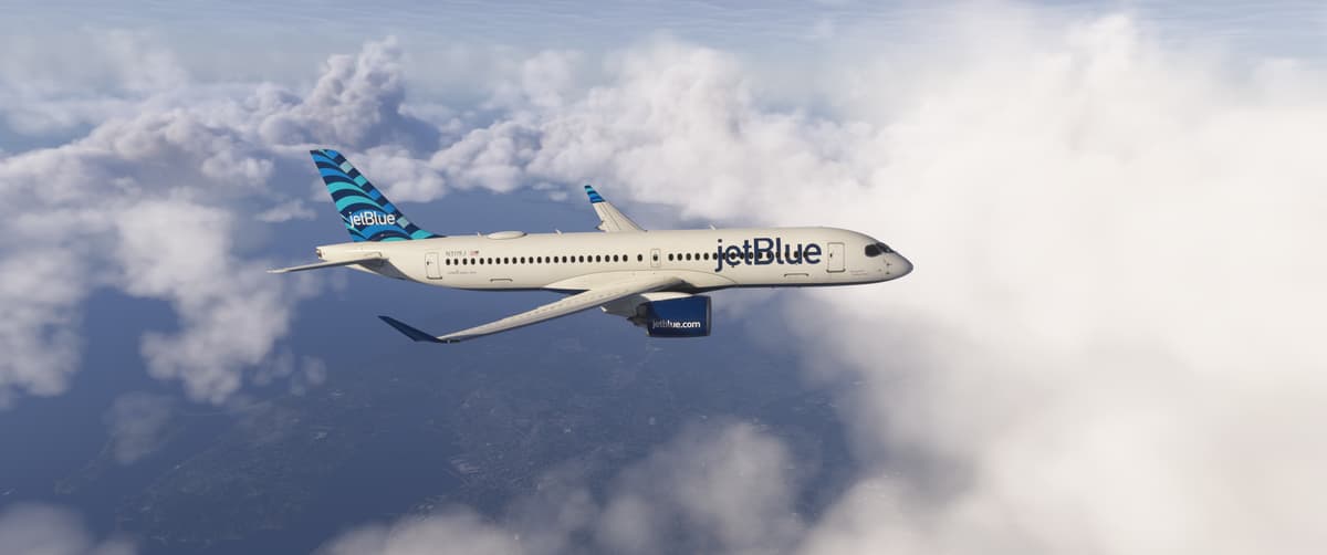 JetBlue A220 above cloud