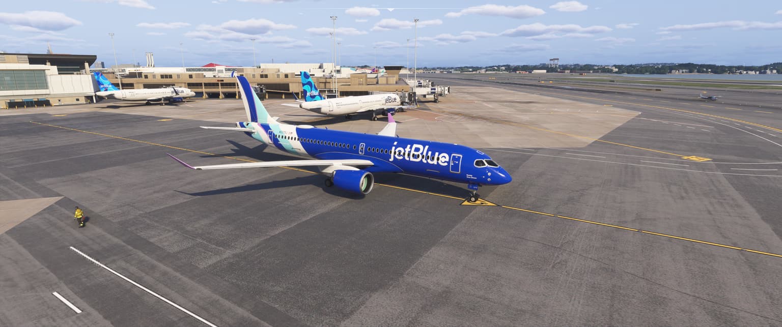 JetBlue aircraft at gates in Boston